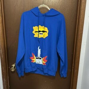 IMDABES Large Blue Hand stitched Hoodie
